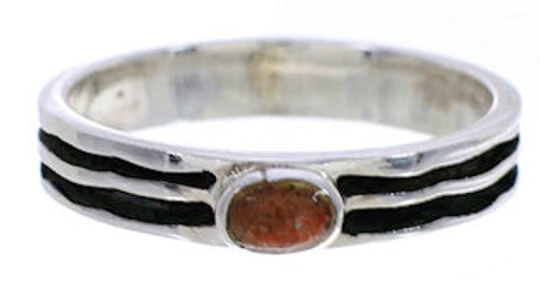 Silver Apple Coral Southwest Stackable Ring Size 5 UX34612